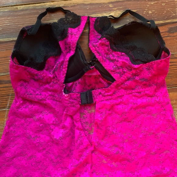 Seductive Wear Bright Pink Black Underwire Push Dress Babydoll by Cinema Etoile - Picture 6 of 12